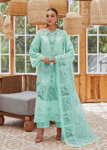 Premium and Luxury Party wear in Lawn Fabric with beautiful Embroidered Dress Design