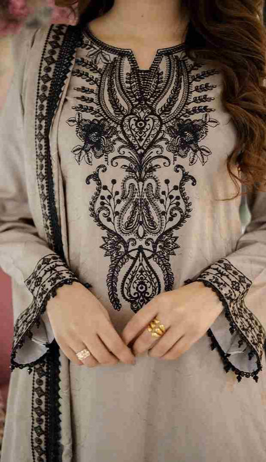 3 Piece Unstiched Embroidery Dhanak