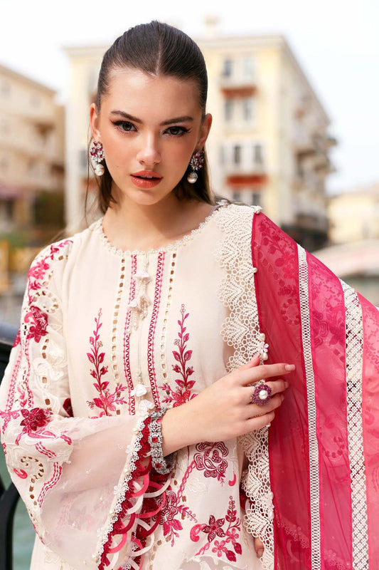 Off white Dress with Maroon Embroidery