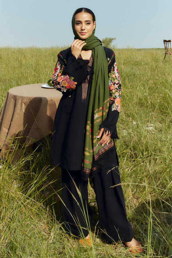 COCO ZARA SHAH JAHAAN | DHANAK | Embroidery | Unstitch | 3PC | SI - F - 110 - Black