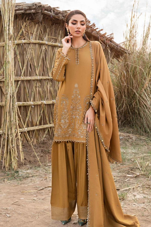 PREMIUM EMBROIDERED LAWN | UNSTITCH | 3PC | SI - F - 6030 - BEIGE