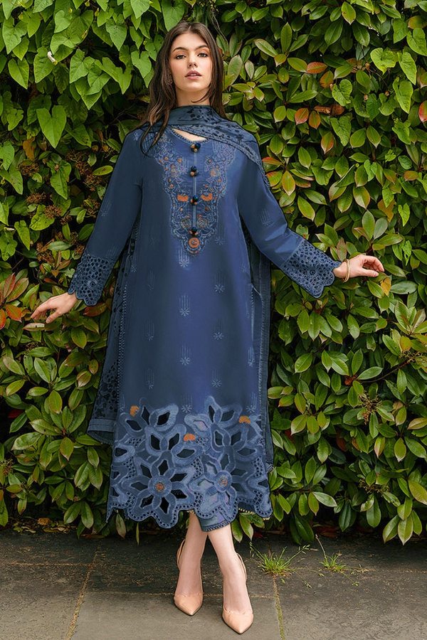 MUSHQ | EMBROIDERED LAWN | UNSTITCH | 3PC | SI - F - 6002 - BLUE