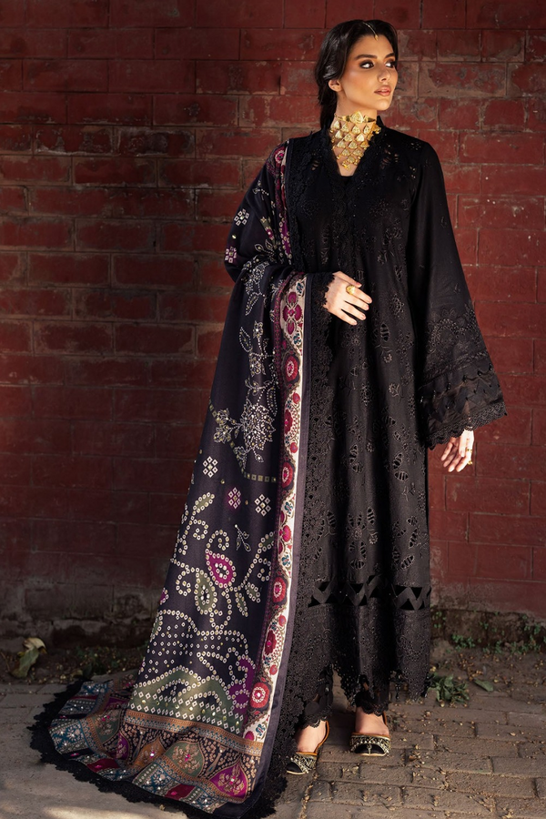 PREMIUM EMBROIDERED LAWN | UNSTITCH | 3PC | SI - F - 6029 - BLACK