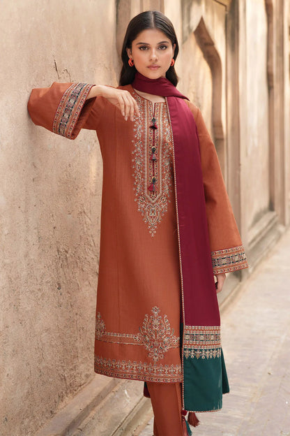 3-Piece Embroidered Dress with Printed Dupatta | Traditional Design