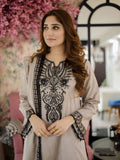 3-Piece Embroidered Lawn Outfit with Bamber Sahfoon Dupatta