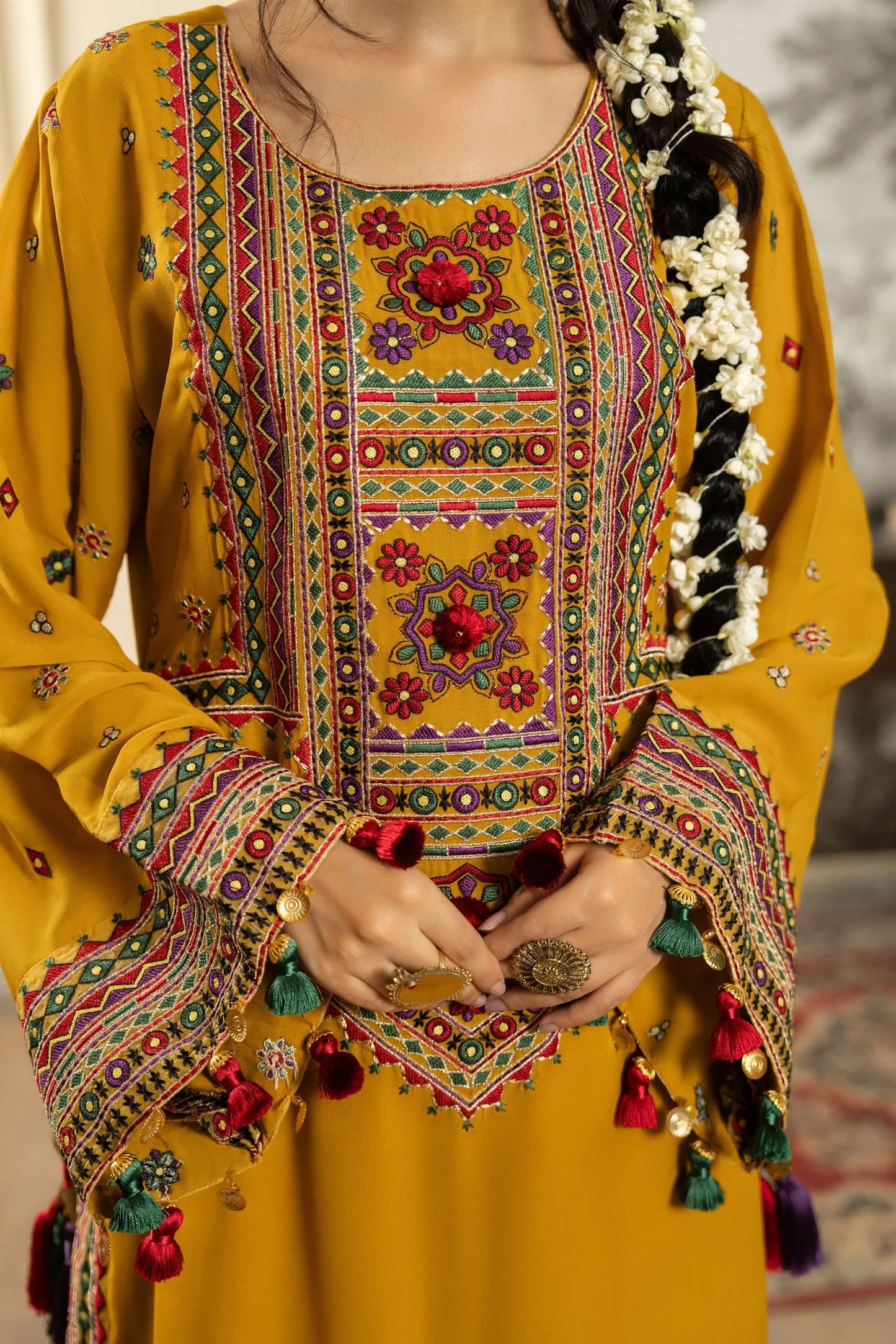 3-Piece Embroidered Lawn Dress with Digital Printed Bamber Sahfoon