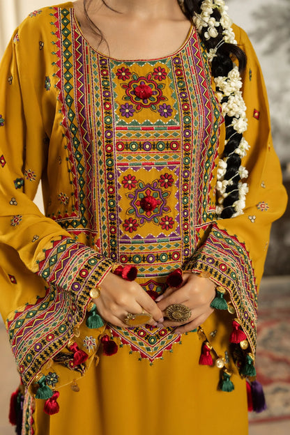 3-Piece Embroidered Lawn Dress with Digital Printed Bamber Sahfoon