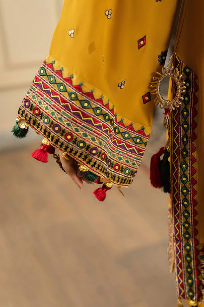 3-Piece Embroidered Lawn Dress with Digital Printed Bamber Sahfoon