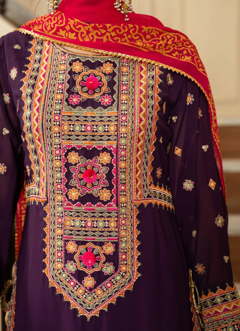 3-Piece Traditional Luxury Embroidered Outfit with Embridered Sleves and Trouser