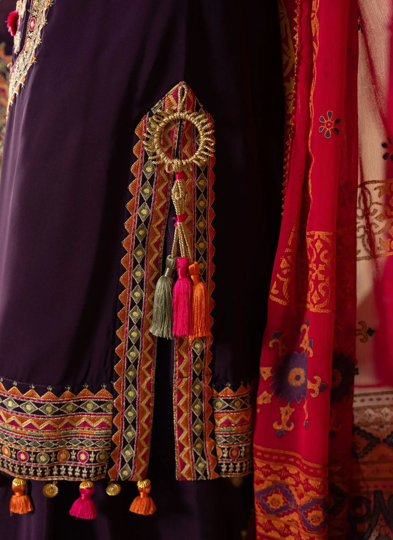 3-Piece Traditional Luxury Embroidered Outfit with Embridered Sleves and Trouser