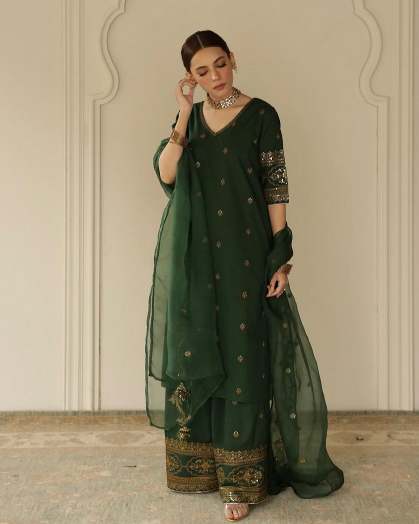 The Bottle Green | Embroidered Eid Collection