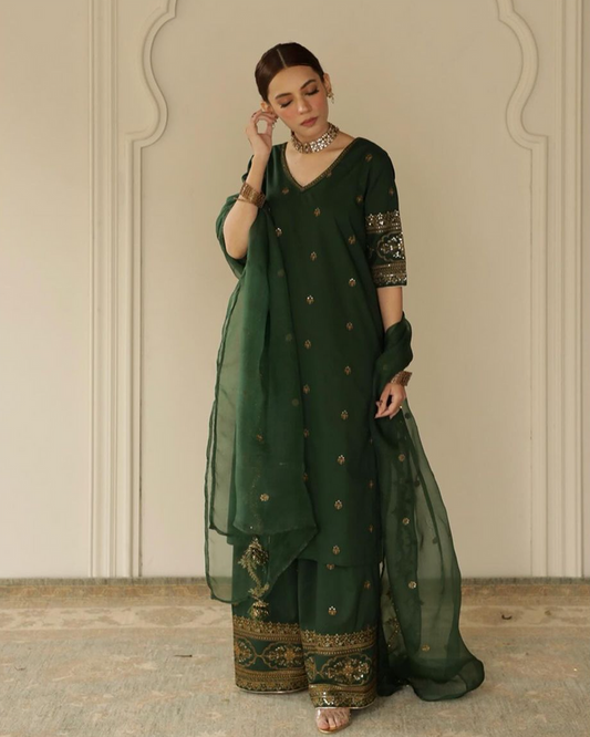 The Bottle Green | Embroidered Eid Collection