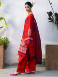 3-Piece Embroidered Red Color Lawn Dress for Summer and Eid Collection 2026