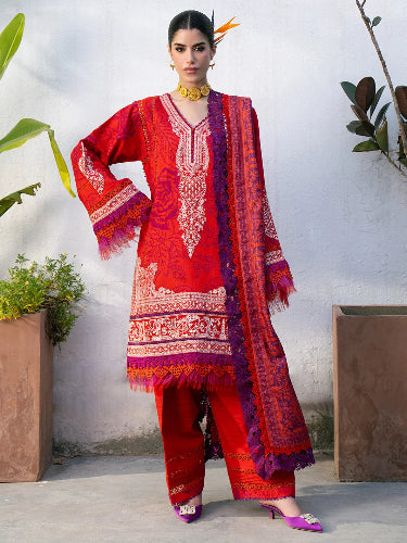 Premium Red Color Dress for Womens in Pakistan in Lawn Fabric with Beautiful Embroidery