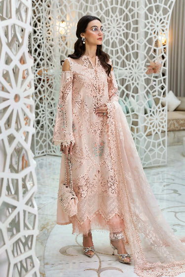 Peach Color Lawn Dress with Premium Embroidery in Chikkan kaari Work