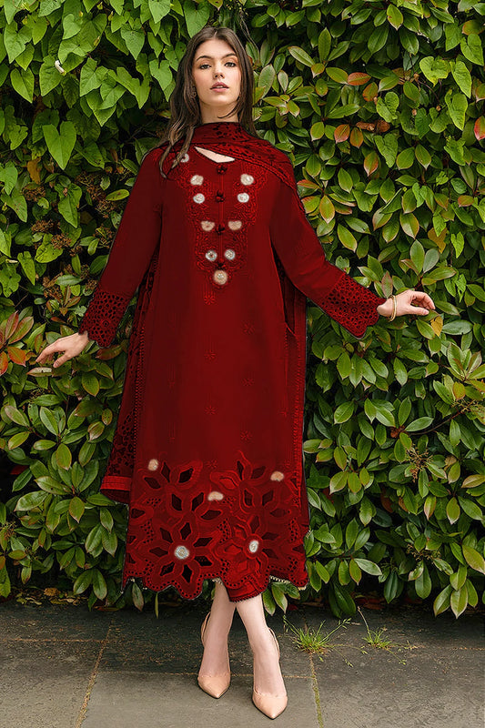 Red Embroidered Lawn Dress 3-Piece