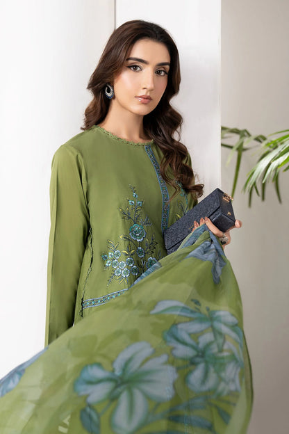 Embroidered Lawn Dress with Printed Chiffon Dupatta