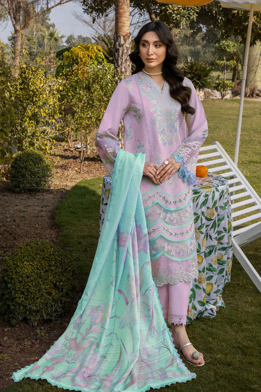 3-Piece Embroidered Lawn Outfit | Slub Munaar Dupatta