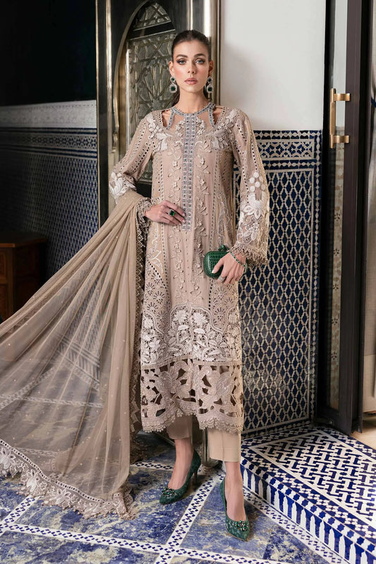 3-Piece Embroidered Brown Earth Tone Lawn Outfit with Premium Chiffon Dupatta