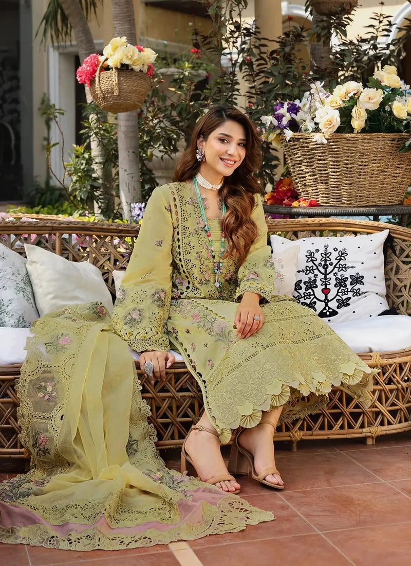 3-Piece Embroidered Outfit with Khadi NET dupatta
