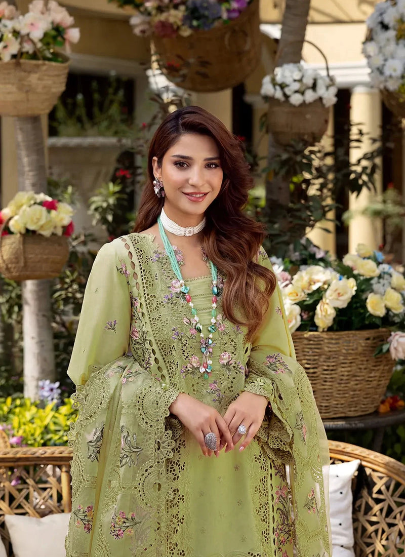 3-Piece Embroidered Outfit with Khadi NET dupatta