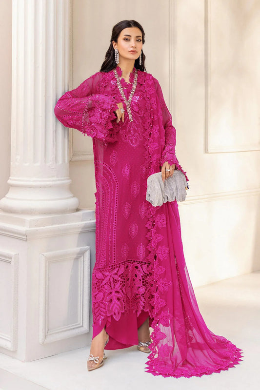 3-Piece Embroidered Lawn Dress with Printed Chiffon Dupatta