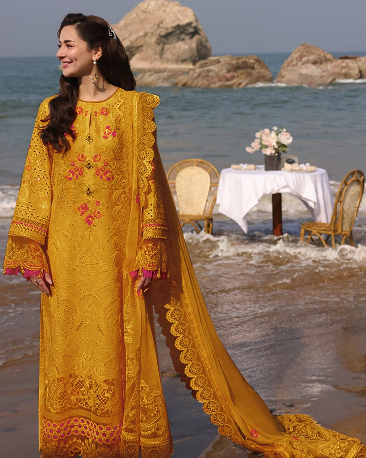Orange Lawn Embroidered Dress | Eid Collection