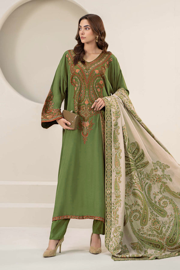 MARIA B | DHANAK | Embroidery | Unstitch | 3PC | SI - F - 89 - Green