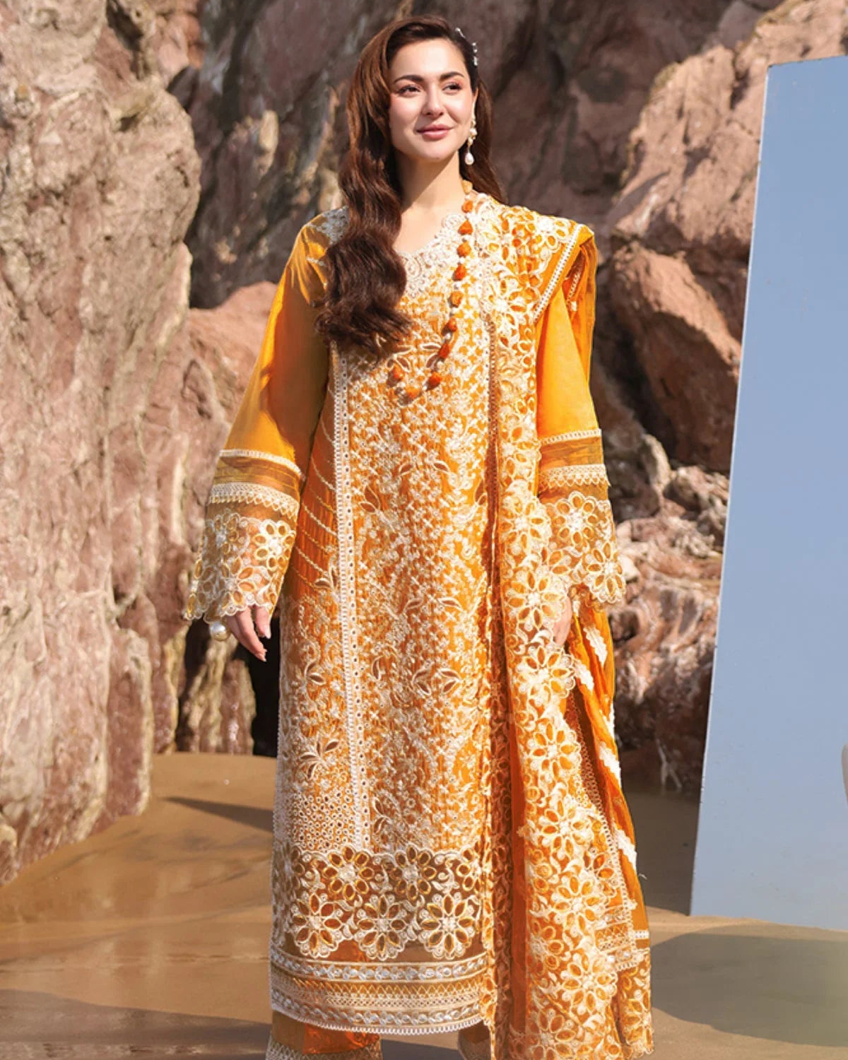 The Oragish Yellow | Unstitched Eid Collection