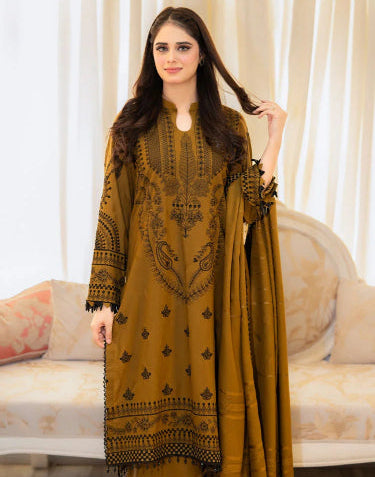 Tranding Outfit | Lawn Embroidered Dress Design with Beautiful Embroidery Patterns on front and Sleves