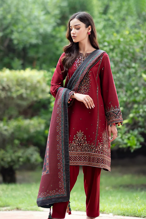EMBROIDERED LAWN | UNSTITCH | 3PC | SI - F - 6021 - MAROON