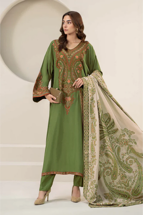 EMBROIDERED LAWN | UNSTITCH | 3PC | SI - F - 6018 - GREEN