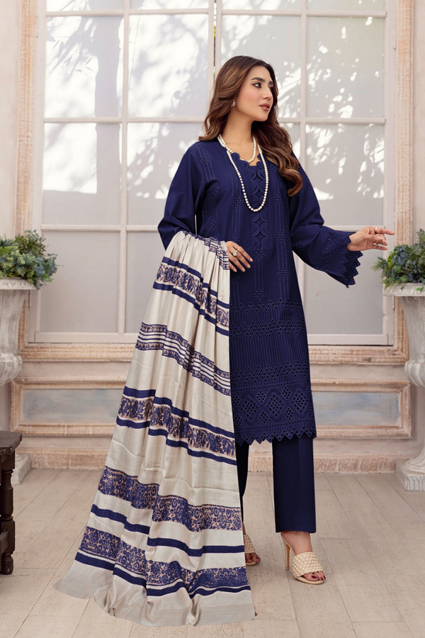 SAFWA | CHIKANKARI DHANAK | Unstitch | 3PC | SI - F - 79