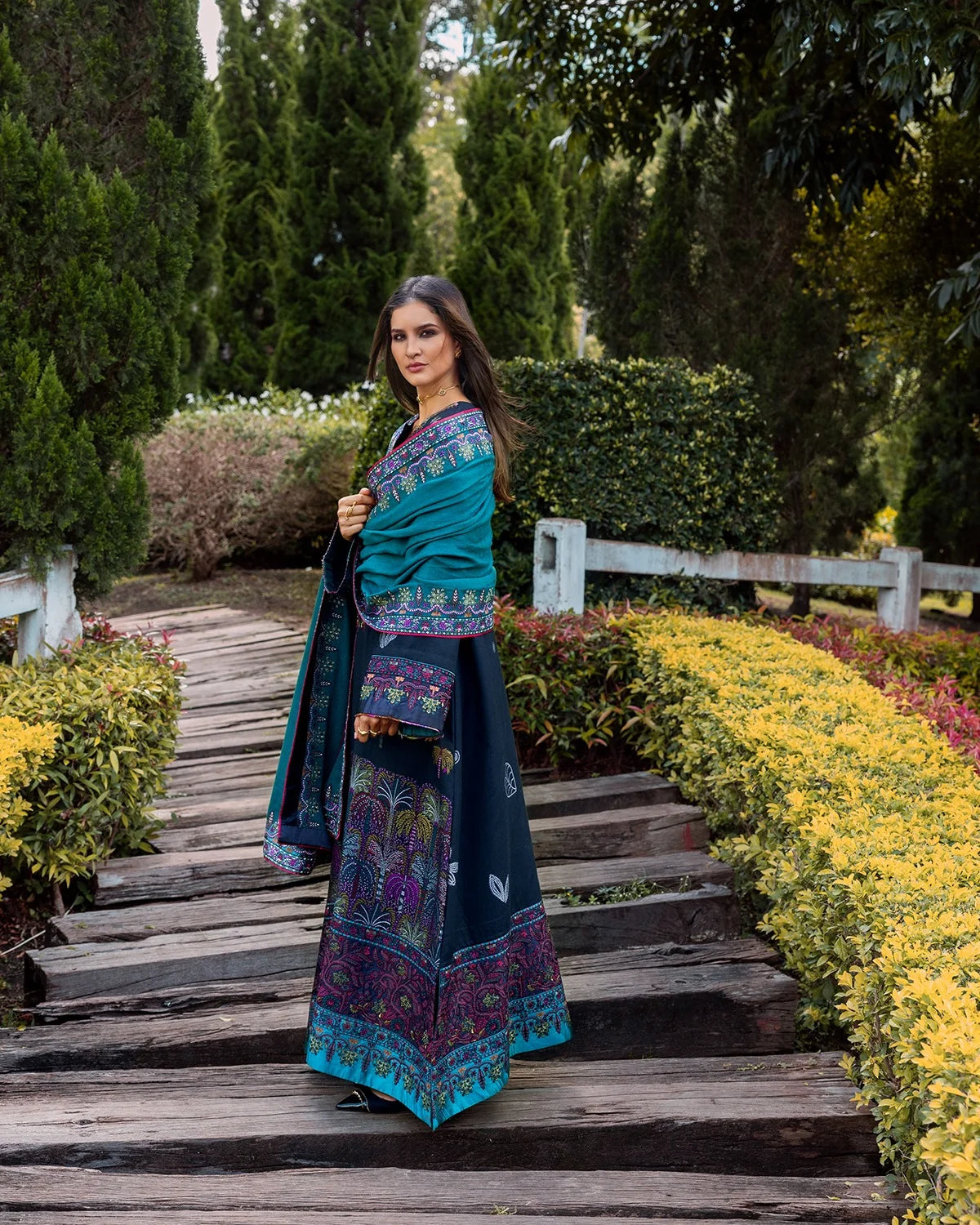 Unstitched Dhanak Embroidery Dress Design for Women Winter Clothing