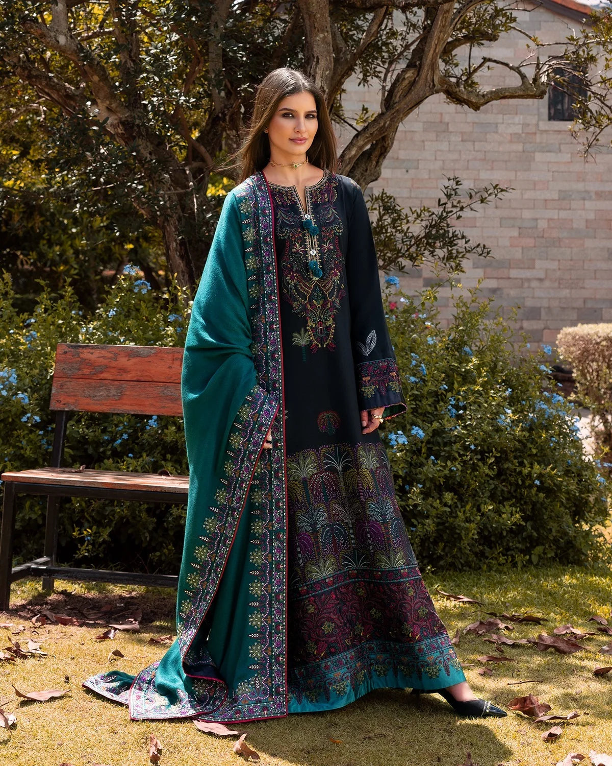 Unstitched Dhanak Embroidery Dress Design for Women Winter Clothing