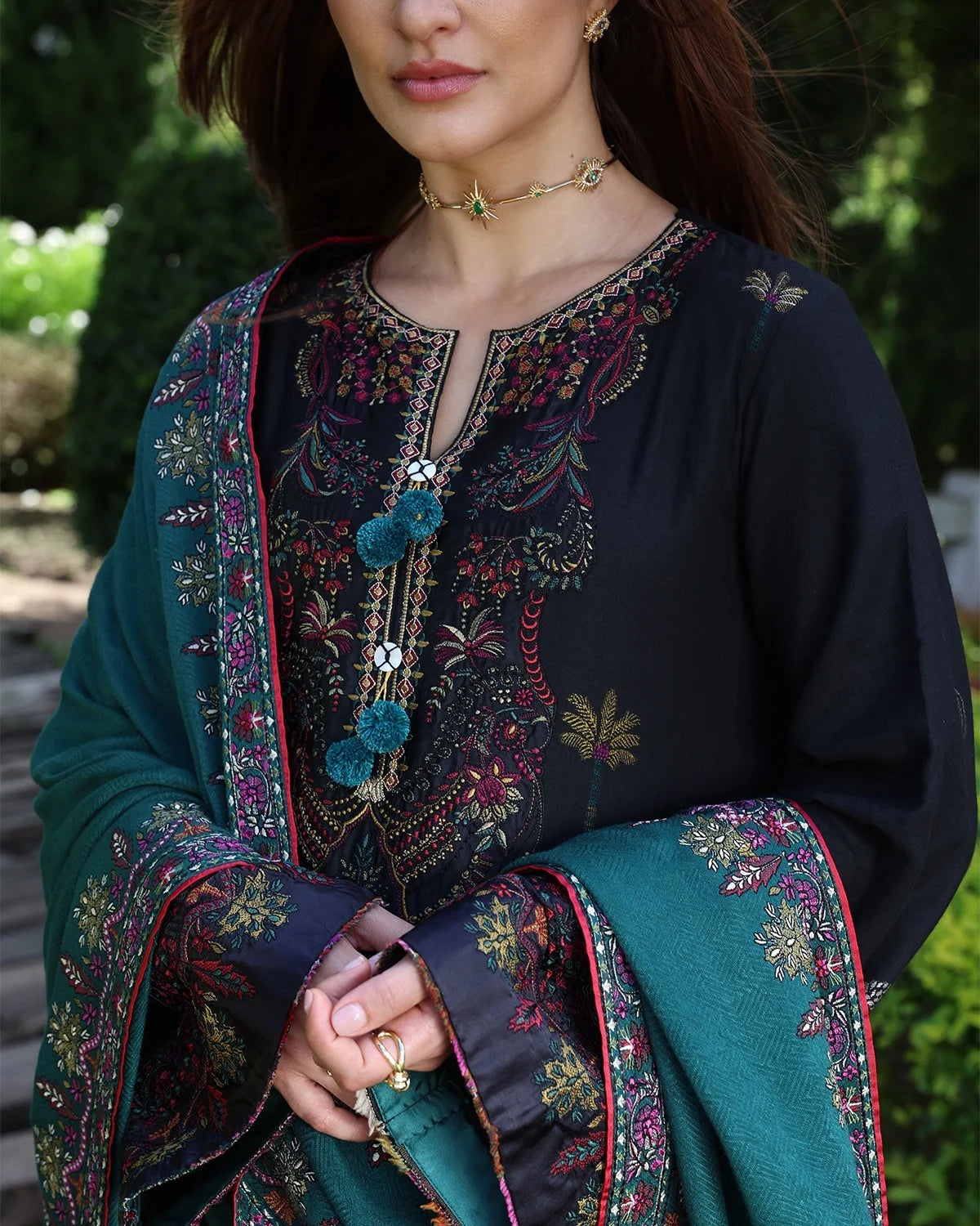 Unstitched Dhanak Embroidery Dress Design for Women Winter Clothing