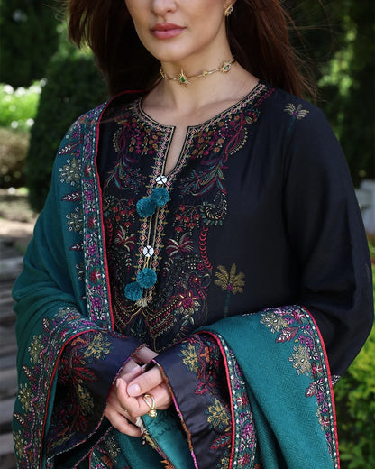 Unstitched Dhanak Embroidery Dress Design for Women Winter Clothing