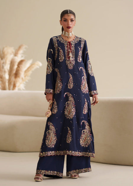 Midnight Blue Silk Kaftan