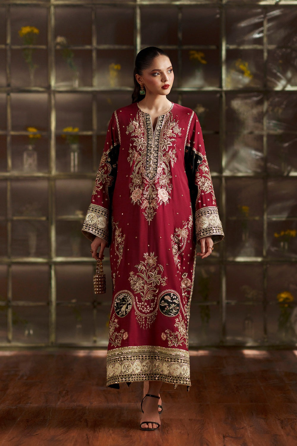 Kaftan MAROON SILK TP-3022A