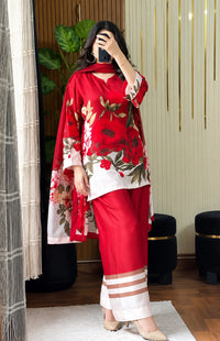 Red Silk Printed