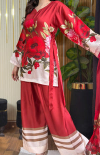 Red Silk Printed