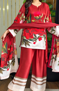 Red Silk Printed