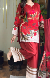 Red Silk Printed
