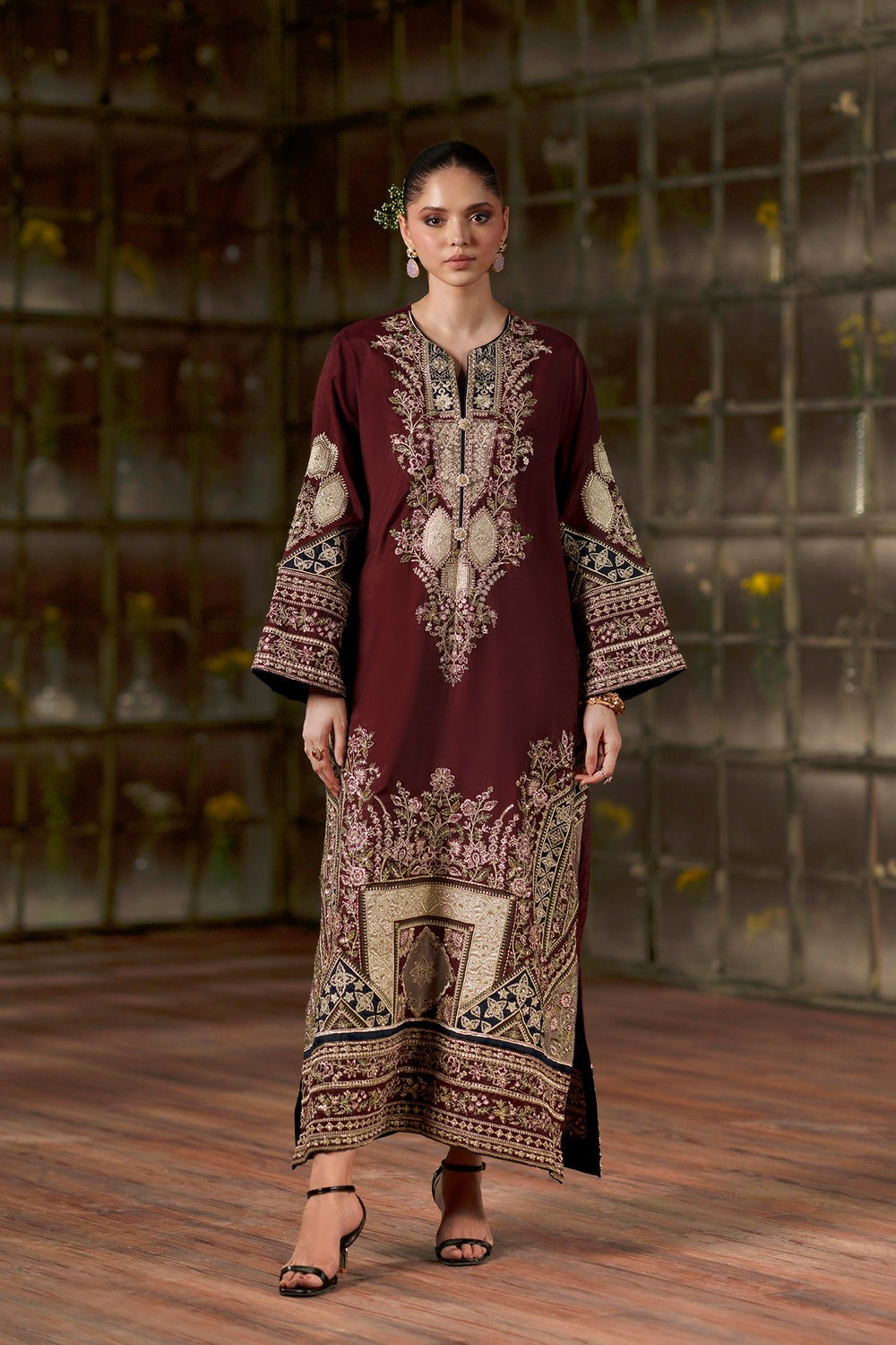 Kaftan MAROON SILK TP-3026A
