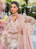 3-Piece Embroidered Lawn Dress in Color of Peach Khadi Net Dupatta