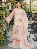 3-Piece Embroidered Lawn Dress in Color of Peach Khadi Net Dupatta